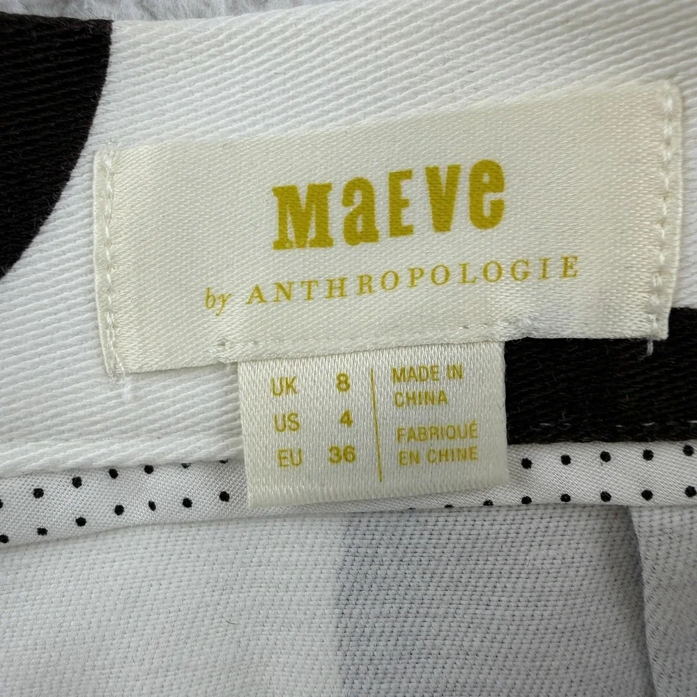 Maeve Skirt Womens 4 White Polka Dot Trumpet Ruffle Hem Knee Anthropologie Boho